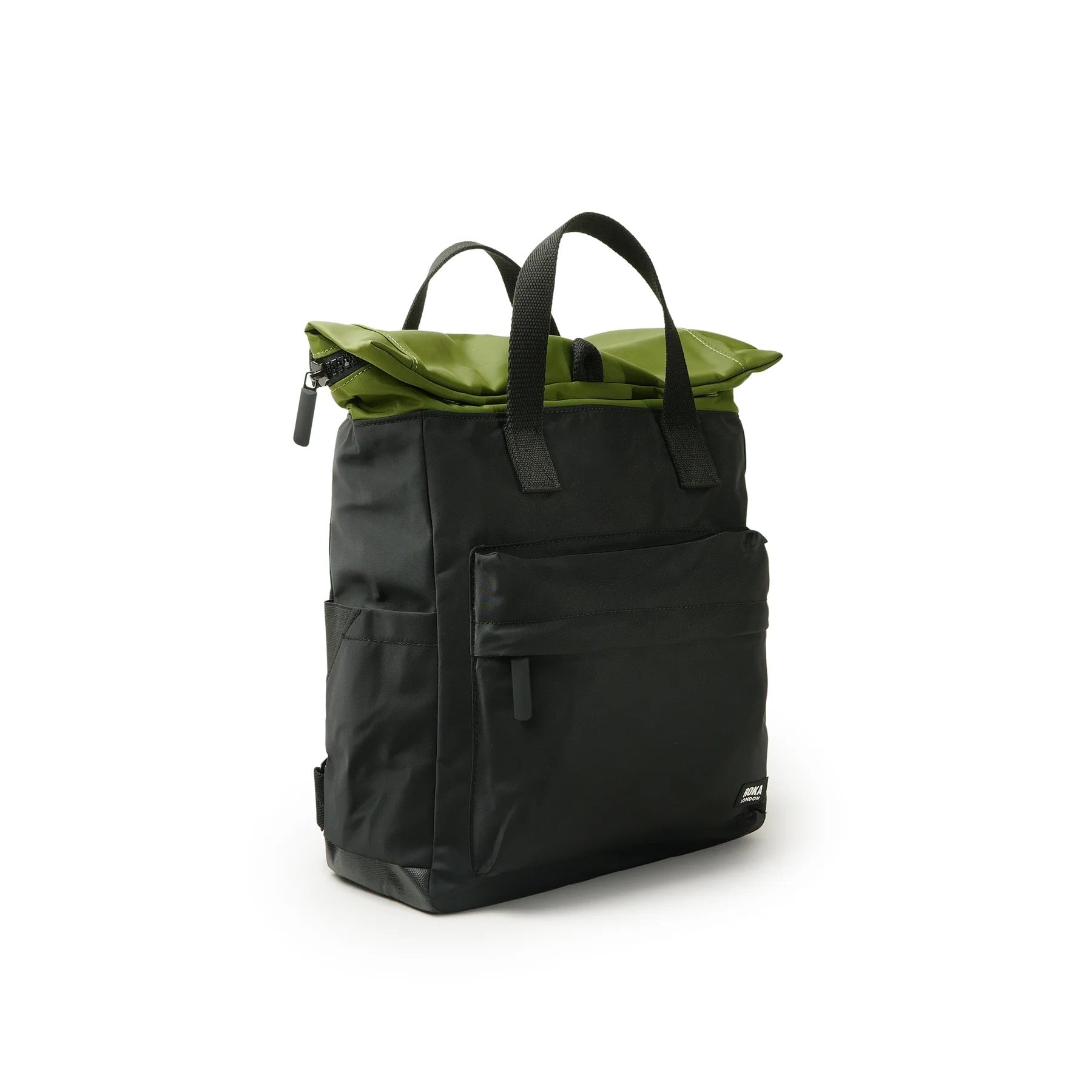 Roka Canfield B Backpack - MEDIUM - Recycled Nylon - Black/Avocado Green