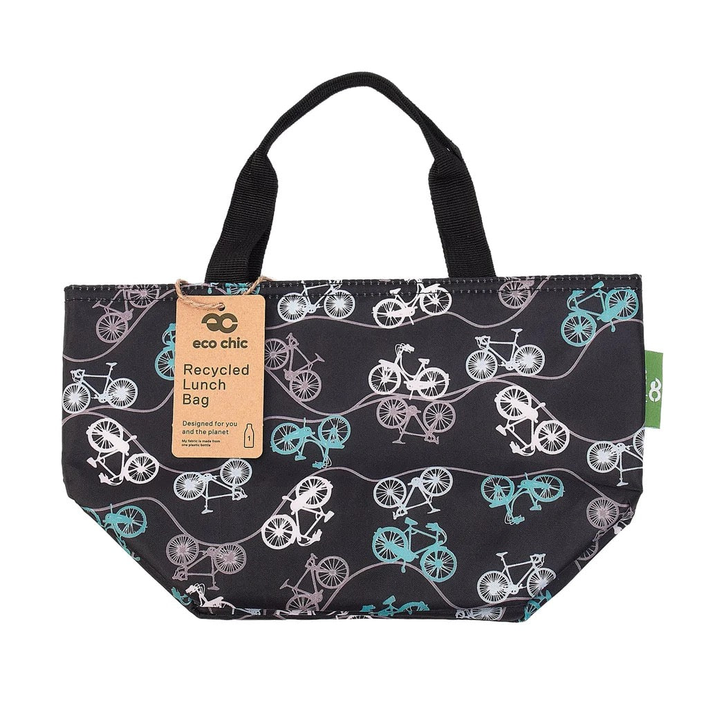 Eco Chic Lightweight Foldable Lunch Bags - Bike - Black