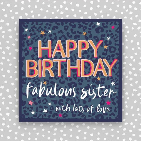 Molly Mae Happy Birthday Fabulous Sister Charcoal & Pink Leopard Print Card