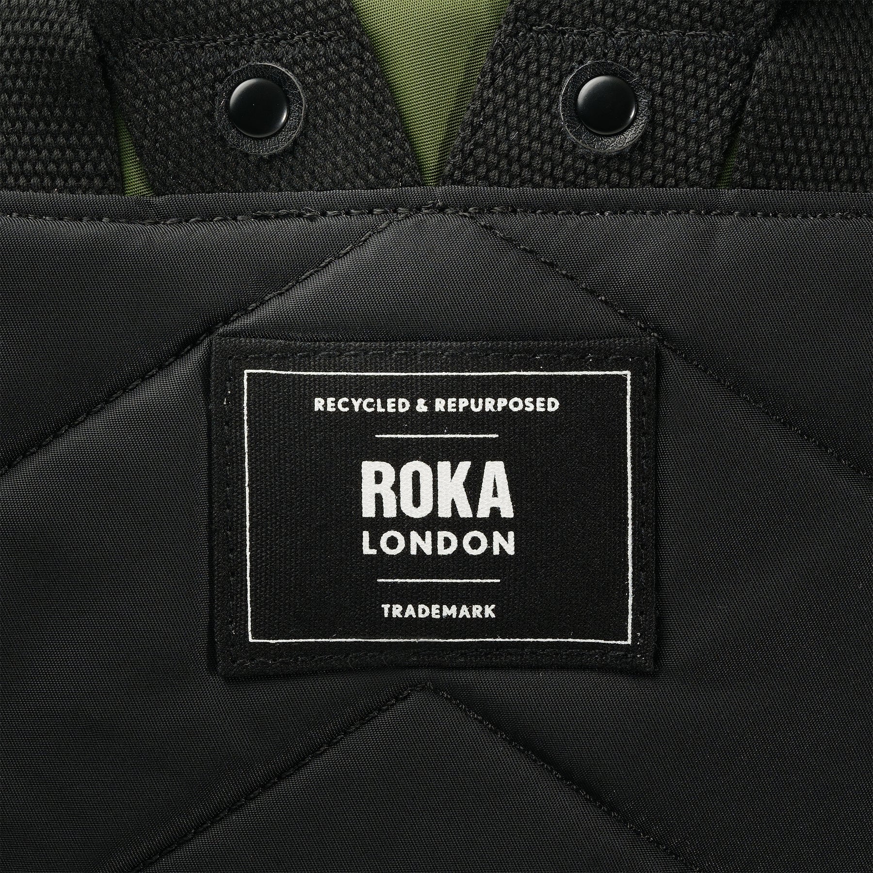 Roka Canfield B Backpack - MEDIUM - Recycled Nylon - Black/Avocado Green