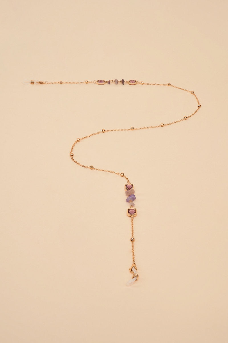 Powder Glasses Chain - Delicate Gold Chain in Amethyst