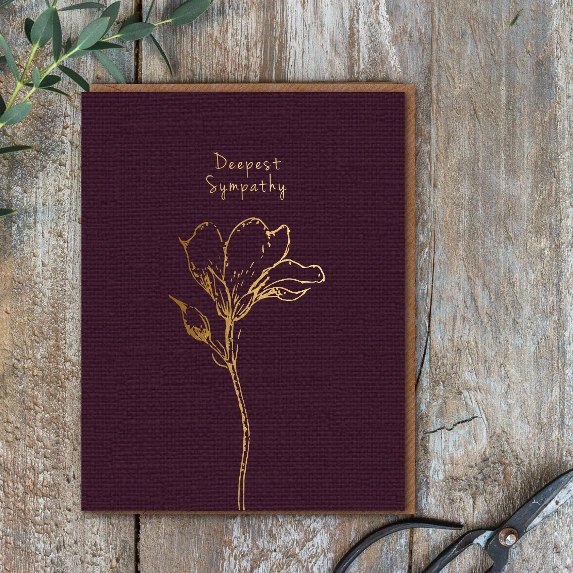 Toasted Crumpet - Deepest Sympathy Gold Foil Flower SMALL Card