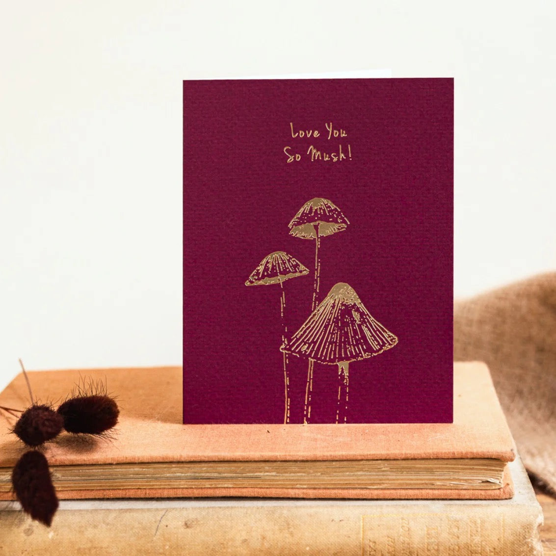 Toasted Crumpet - Love You So Mush Gold Foil Mushrooms SMALL Card