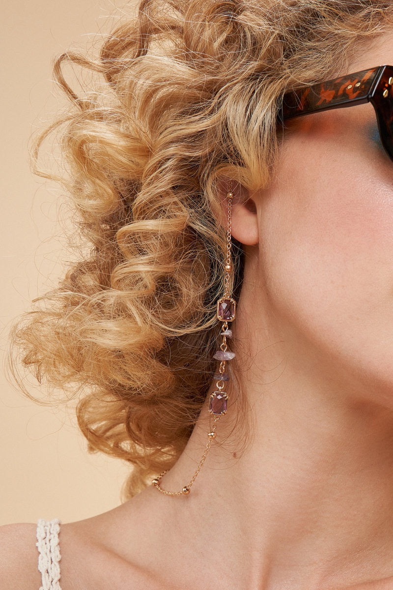 Powder Glasses Chain - Delicate Gold Chain in Amethyst