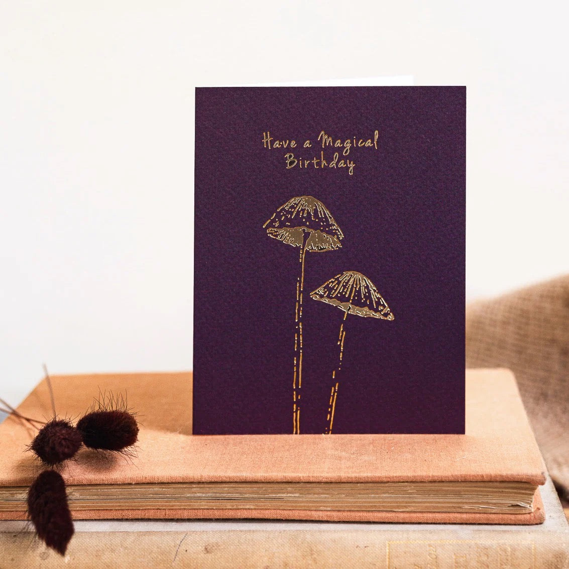 Toasted Crumpet - Magical Birthday Gold Foil Mushrooms SMALL Card
