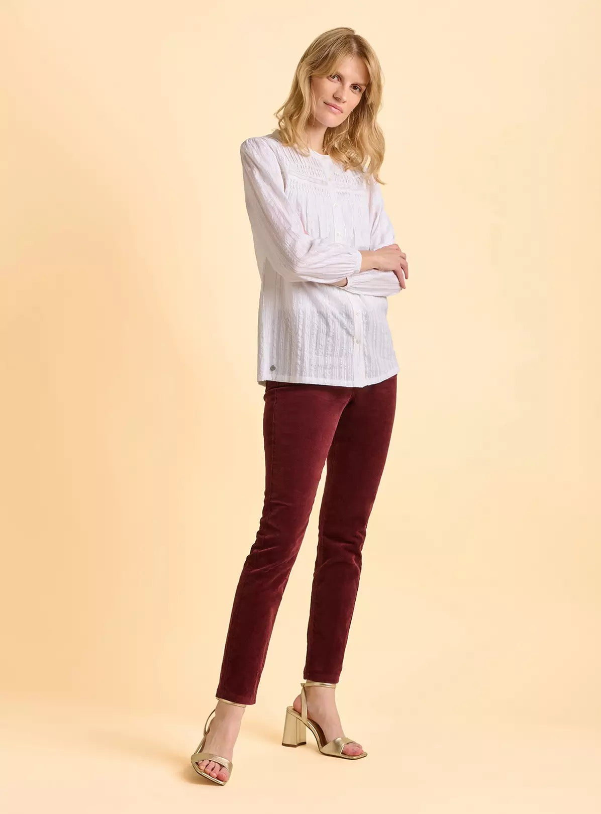 Brakeburn Angelica Silver Lurex Thread Blouse - White