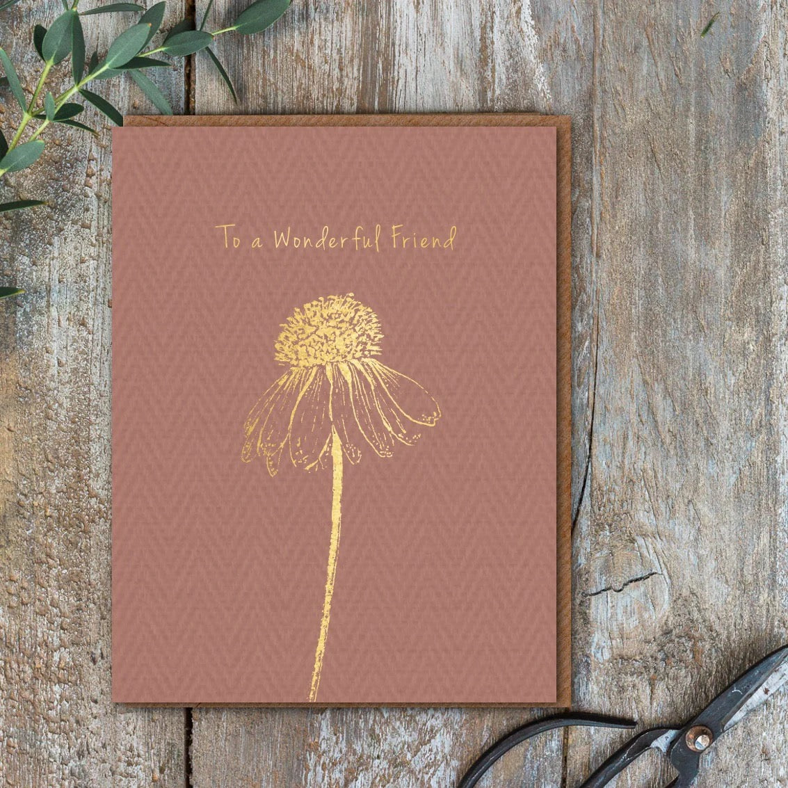 Toasted Crumpet - Wonderful Friend Gold Foil Floral SMALL Card