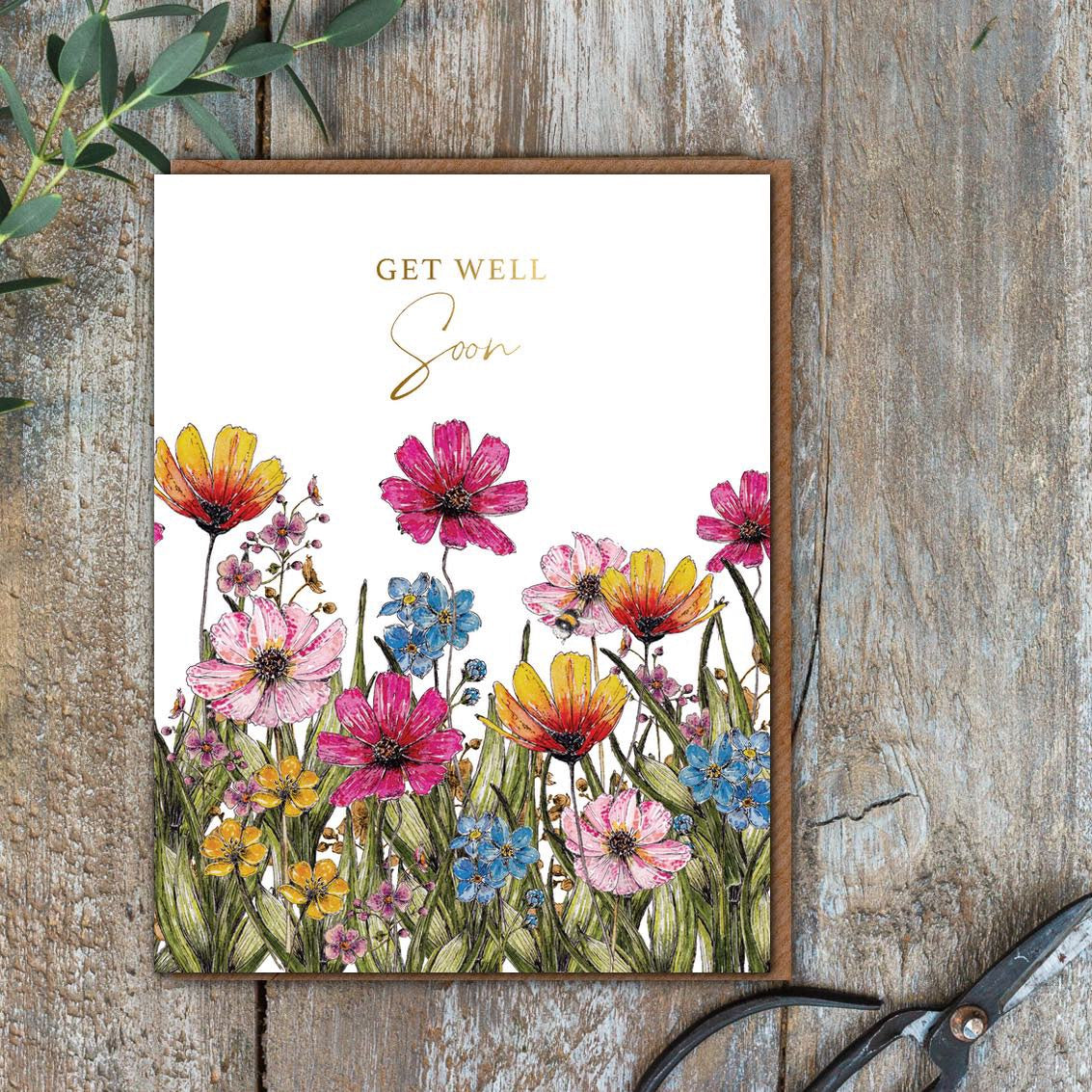 Toasted Crumpet - Get Well Soon Wild Meadow Florals SMALL Card