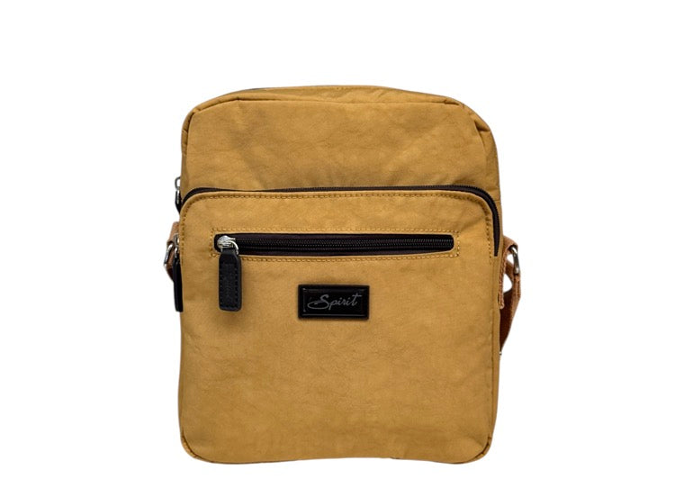 Spirit (5766) Lightweight Crossbody Multi Zip Handbag - Mustard/Dark Chocolate