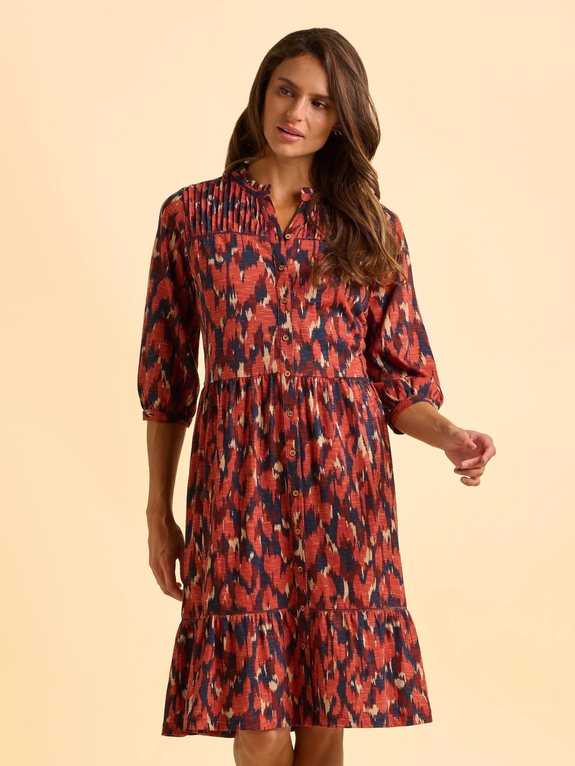 Brakeburn Aurora Print Dress - Red/Multi