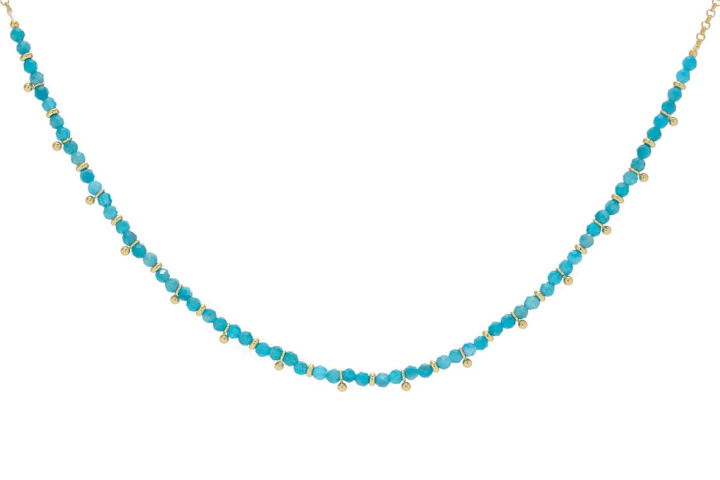 Boho Betty Salus Blue Apatite Half Beaded Gold Necklace