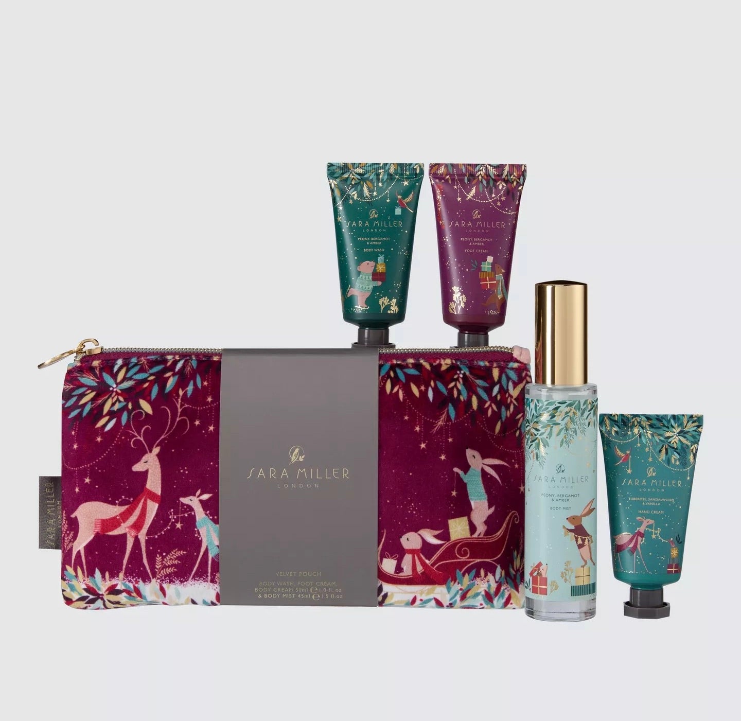 Sara Miller Woodland Tales Velvet Pouch Bodycare Gift Set