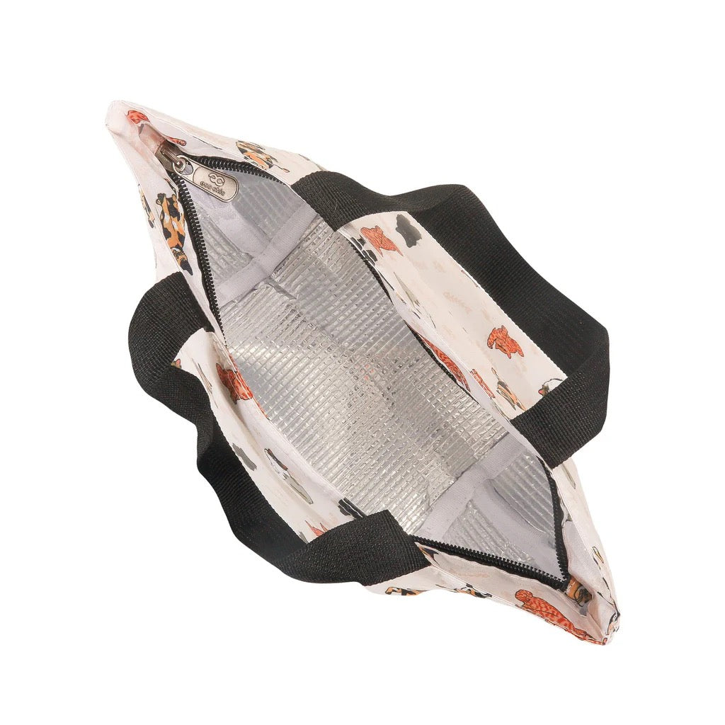 Eco Chic Lightweight Foldable Lunch Bags - Beloved Cats - Beige