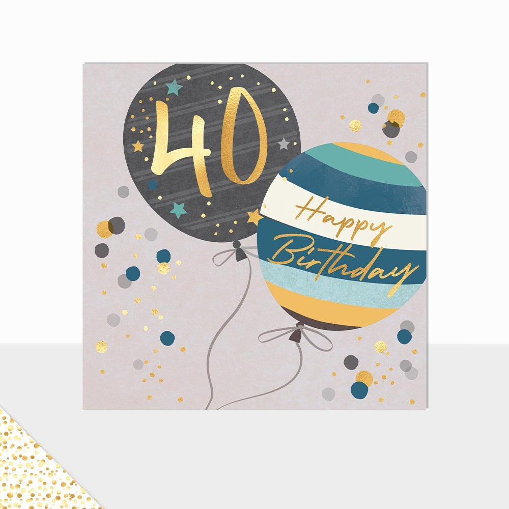Laura Darrington Aurora Balloons Happy 40th Birthday Card