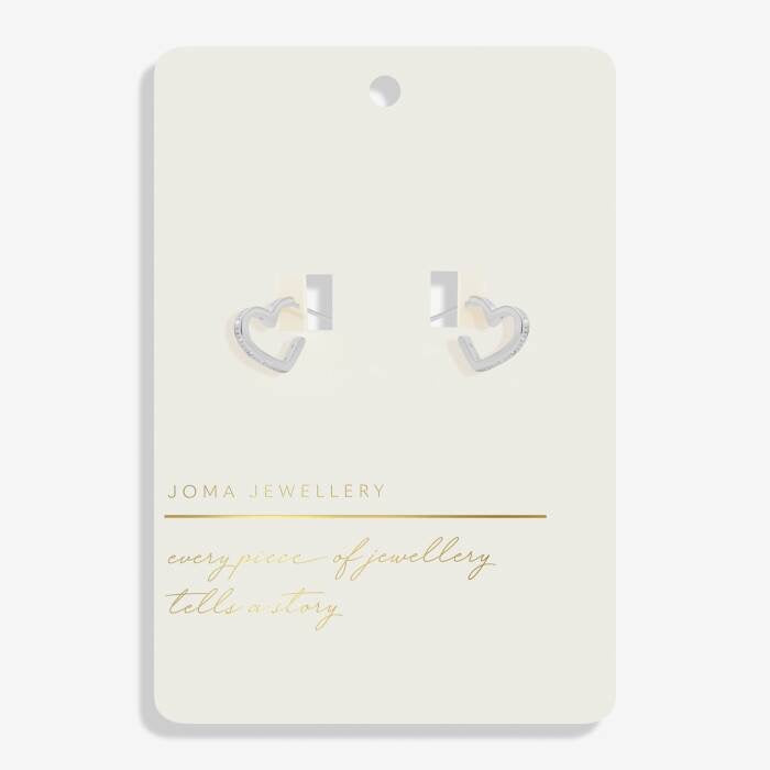Joma Jewellery Style Stories Pave Edge Small Heart Hoop Earrings