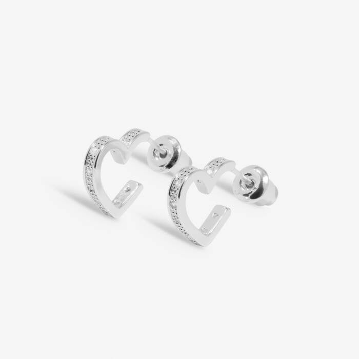 Joma Jewellery Style Stories Pave Edge Small Heart Hoop Earrings
