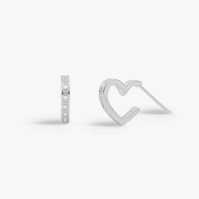 Joma Jewellery Style Stories Pave Edge Small Heart Hoop Earrings