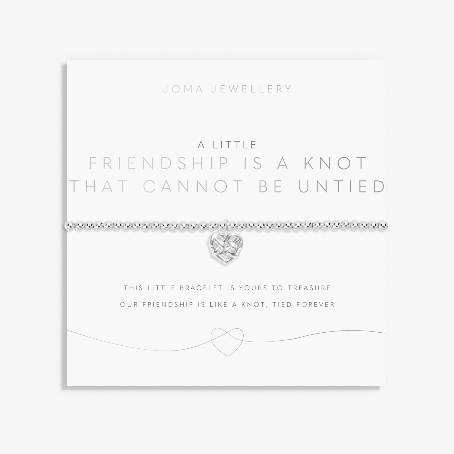 Joma Jewellery A Little Friendship is a Knot That Cannot Be Untied - Silver Stretch Bracelet