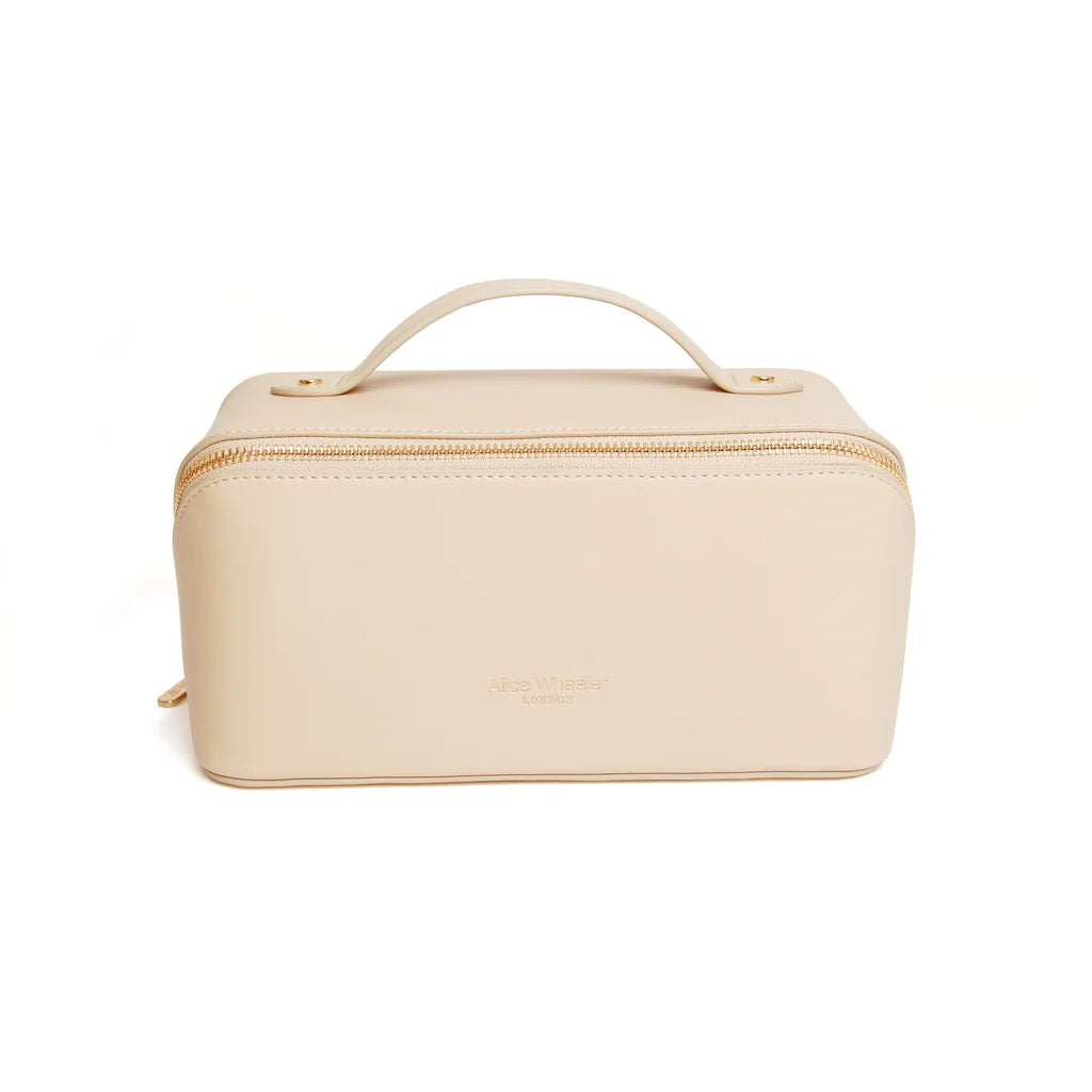 Alice Wheeler Medium Nappa Train Beauty Case - Sand