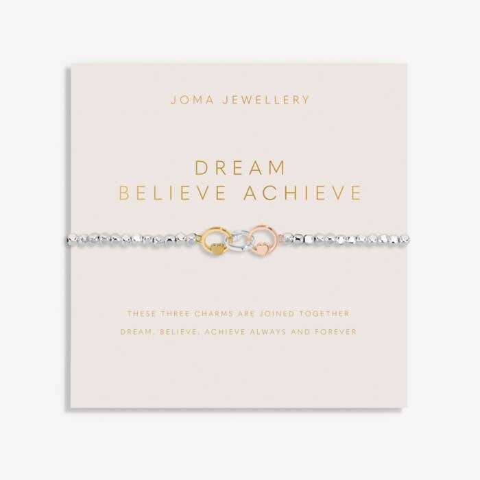 Joma Jewellery Forever Yours - Dream Believe Achieve Silver Stretch Bracelet