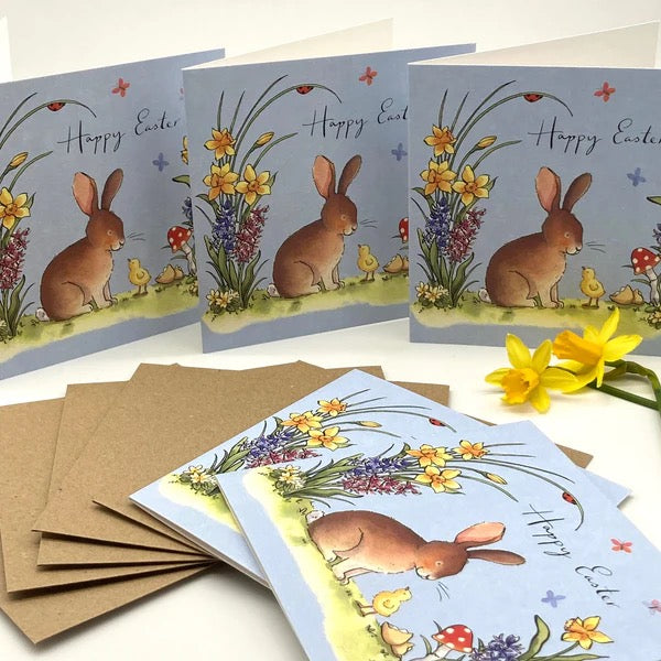 Happy Easter Rabbit & Chick - Pack of 5 - Small Cards - Ink and Snail
