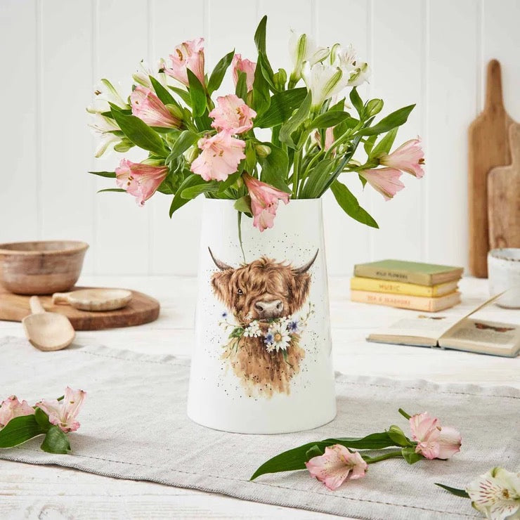 Wrendale Daisy Coo Highland Cow Large Vase - Royal Worcester