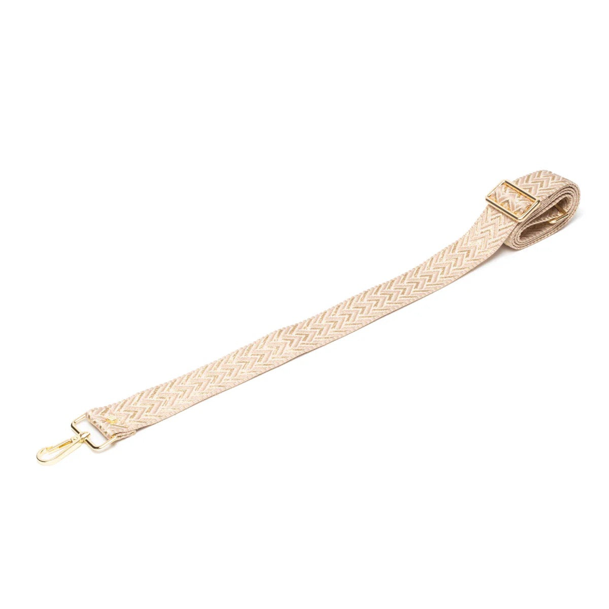 Elie Beaumont Designer CHEVRON GOLD/CREAM STRIPE - Adjustable Crossbody Bag Strap (GOLD Fittings)