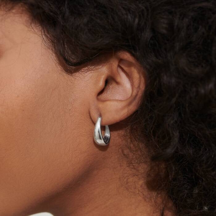 Joma Jewellery Soul Shine Tapered Silver Hoops Earrings
