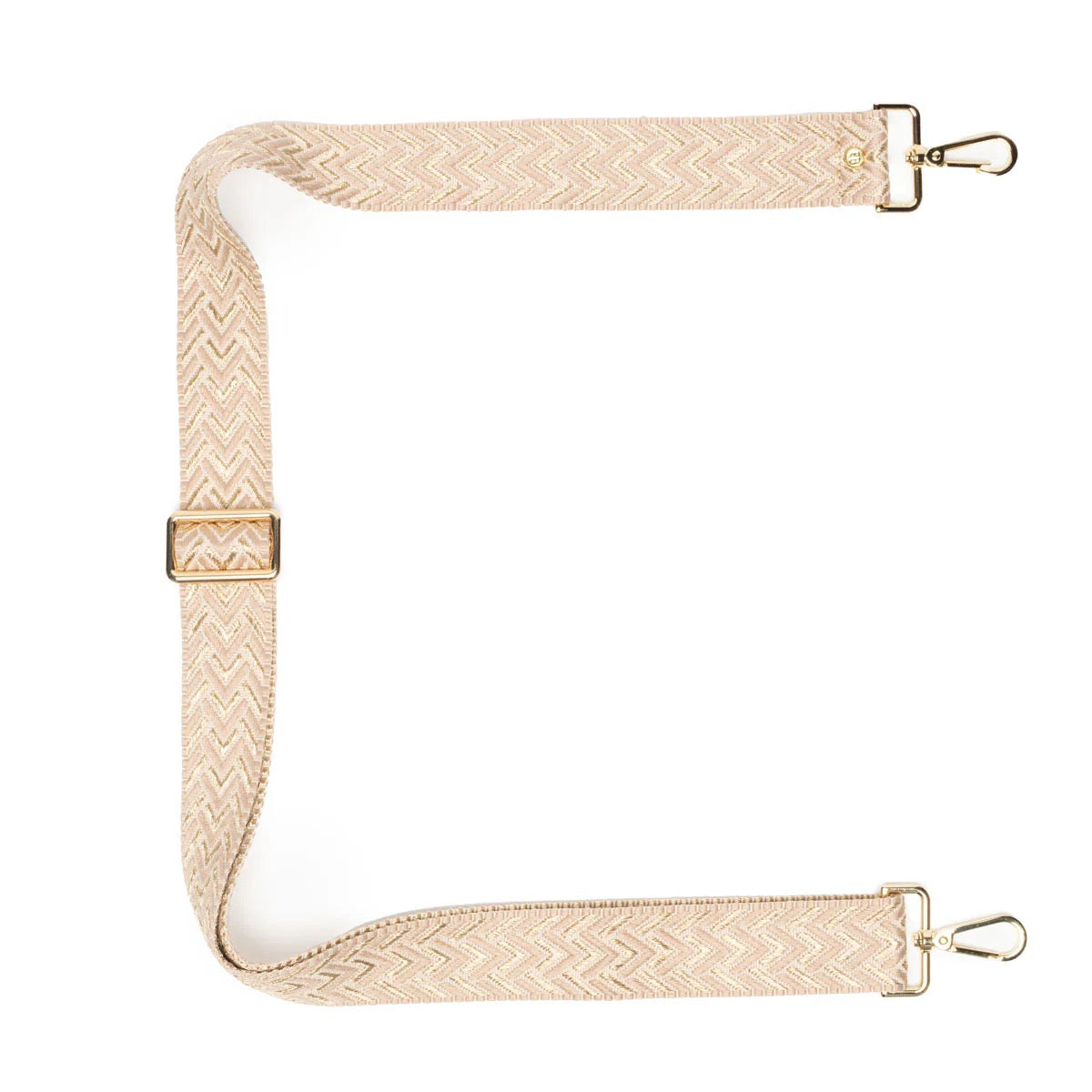 Elie Beaumont Designer CHEVRON GOLD/CREAM STRIPE - Adjustable Crossbody Bag Strap (GOLD Fittings)