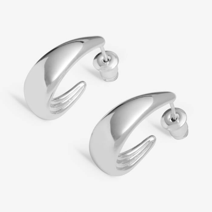 Joma Jewellery Soul Shine Tapered Silver Hoops Earrings