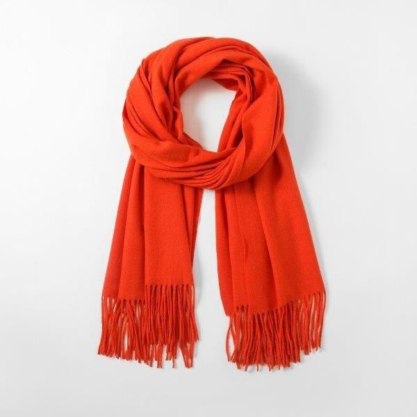 Eco Blend Orange Plain Tassel Scarf