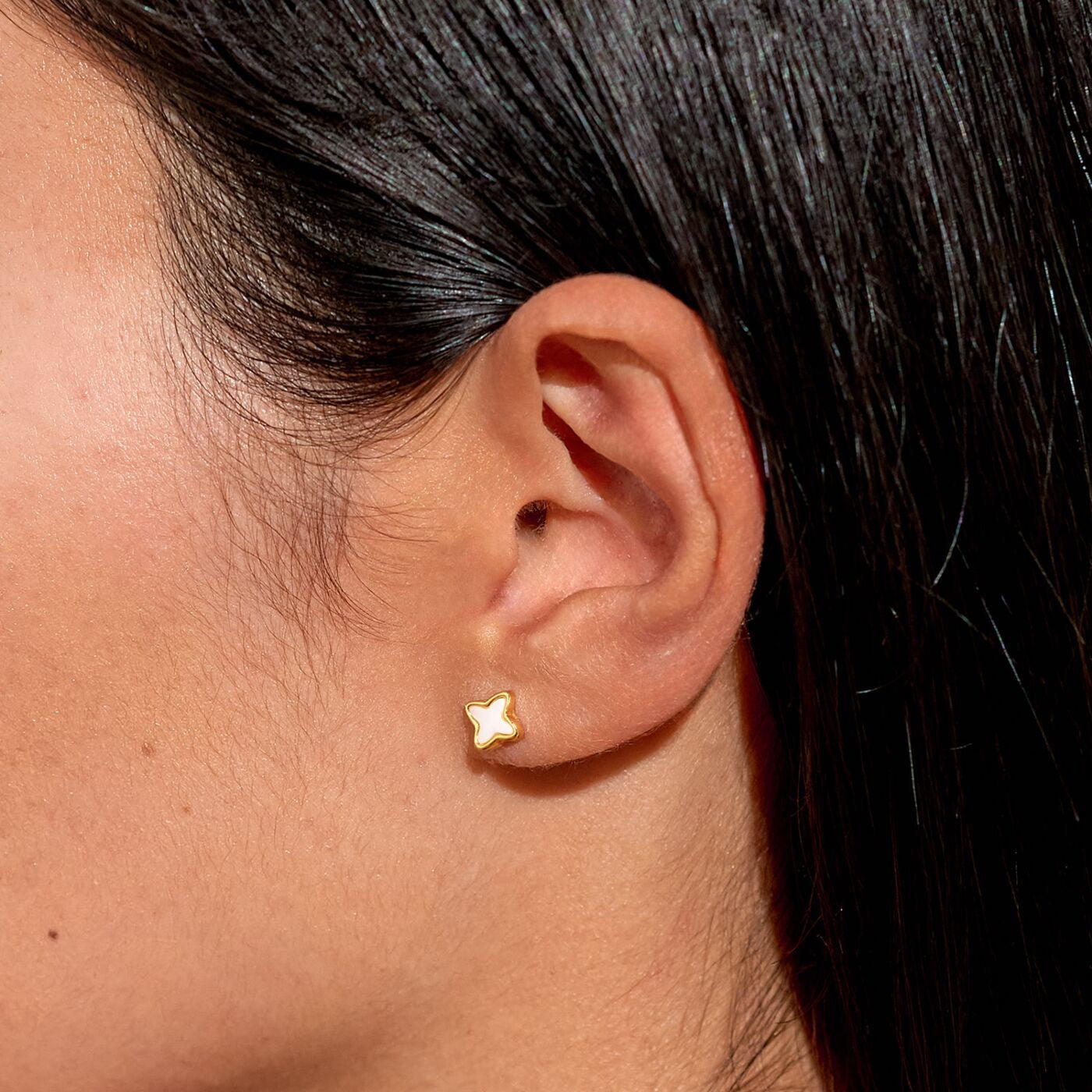 Joma Jewellery - Style Stories - Mother of Pearl Clover Gold Stud Earrings