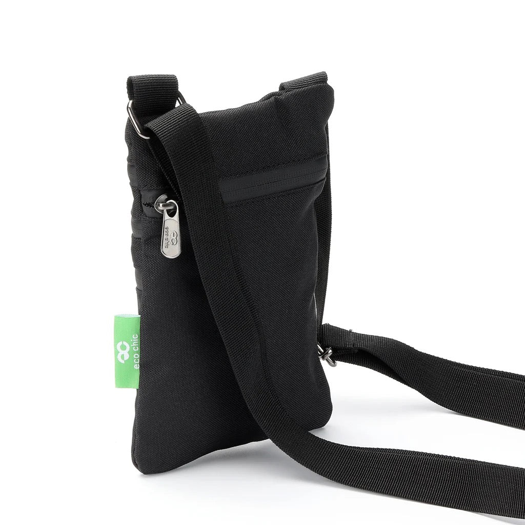 Eco Chic Recycled Phone Canvas Crossbody Bag - Black
