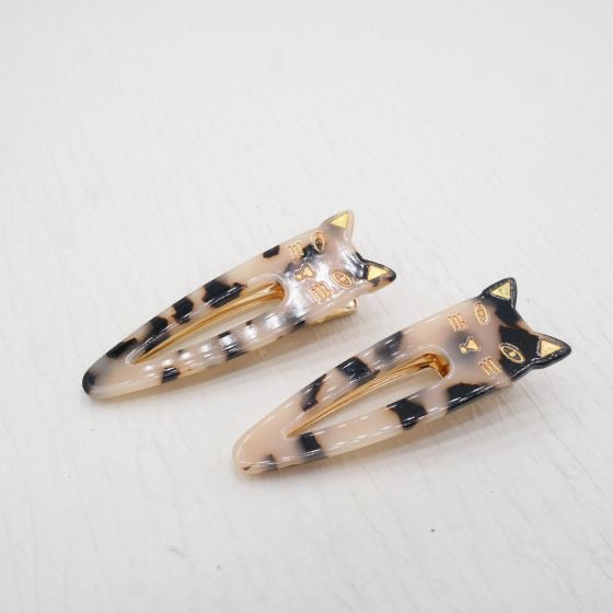 Red Cuckoo Cats Cream Tortoiseshell - Set of 2 Hair Clips