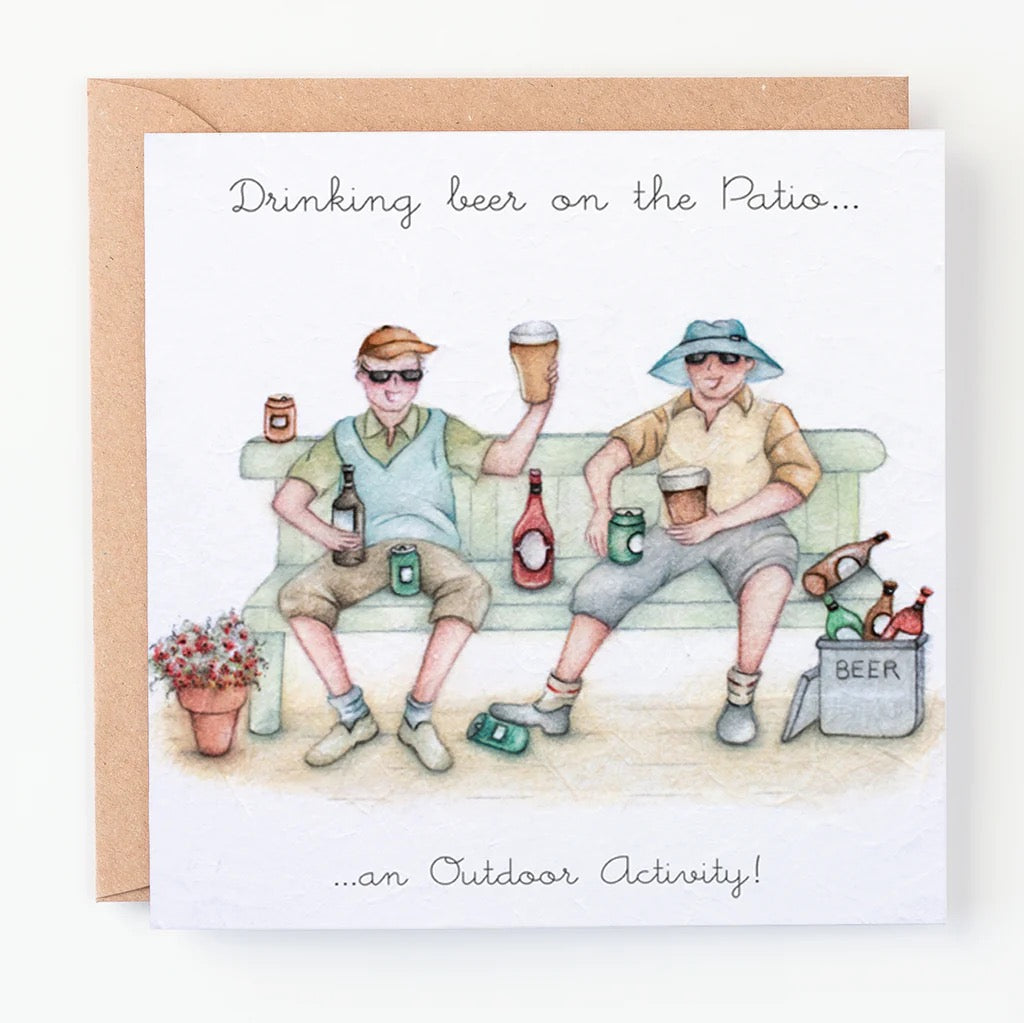 Berni Parker - Beer on the patio -Male Blank Card