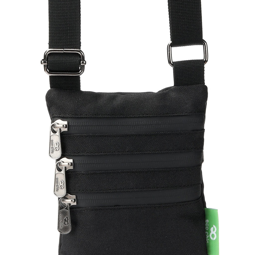 Eco Chic Recycled Phone Canvas Crossbody Bag - Black