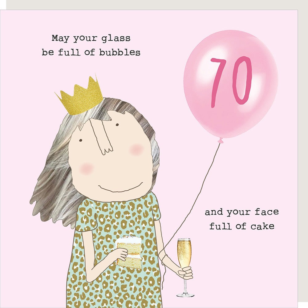 Rosie Made a Thing - Girl 70 Bubbles & Cake - Age Birthday Card