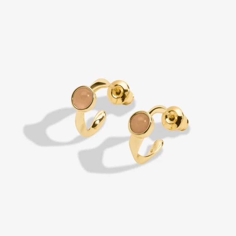 Joma Jewellery - 'November' Yellow Quartz Birthstone Gold Huggie Hoop Earrings - Boxed