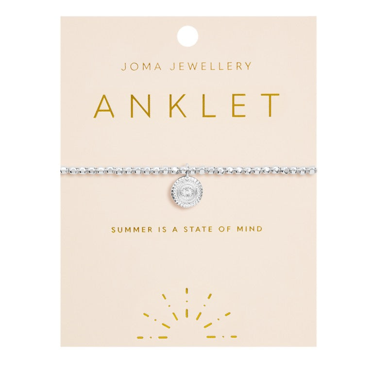 Joma Jewellery - Hammered Disc Silver Anklet
