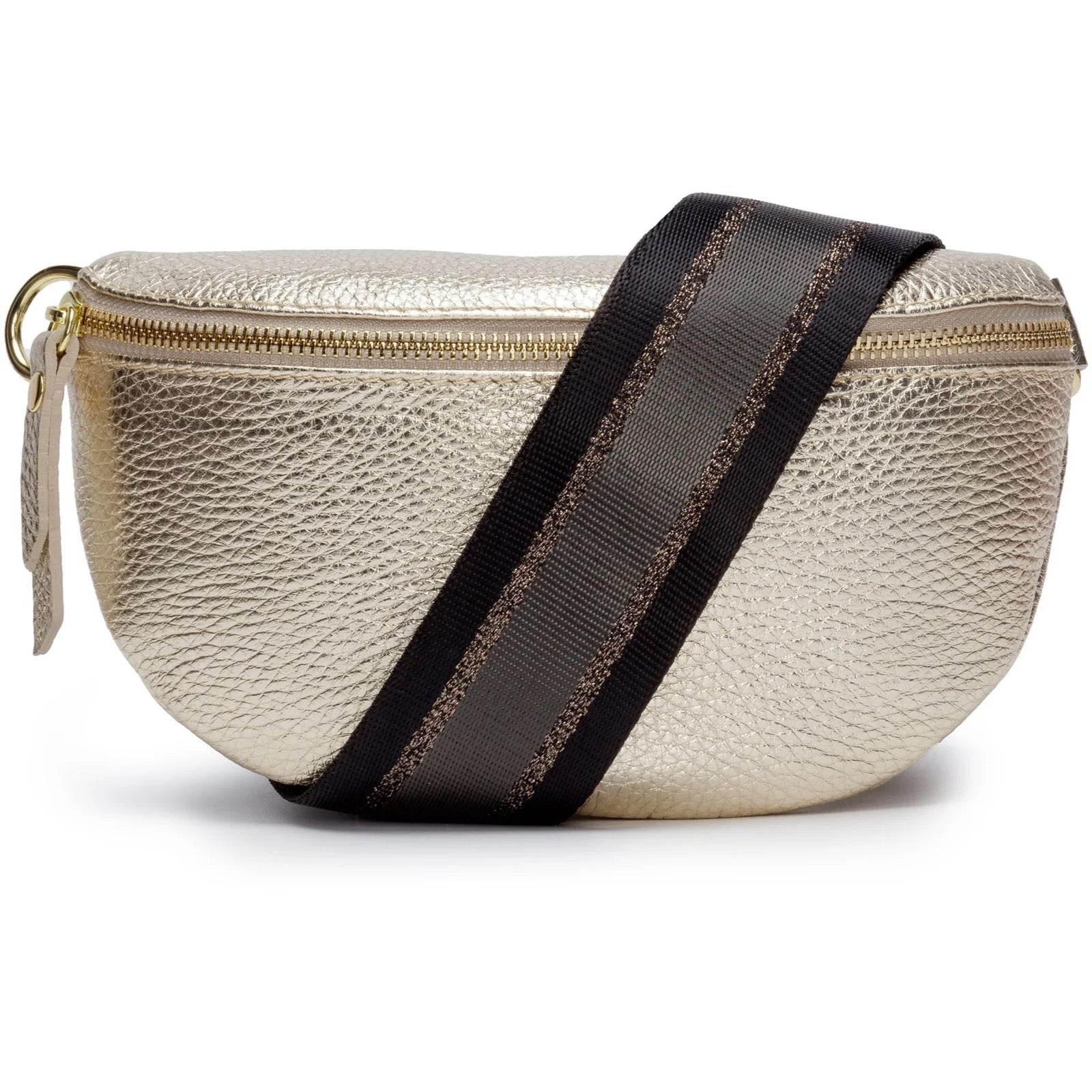 Elie Beaumont Designer CHARCOAL SPARKLE STRIPE Adjustable Crossbody Bag Strap (GOLD Fittings)