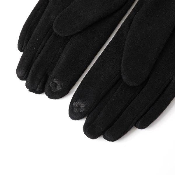 Butterfly Black Faux Suede Gloves with Embroidered Large Star Print