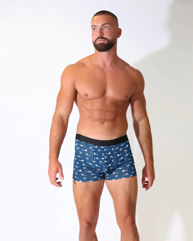 Eco Chic MENS Bamboo Boxers - Sharks - Blue
