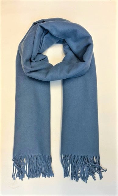 Eco Winter Plain Tassel Scarf - Blue