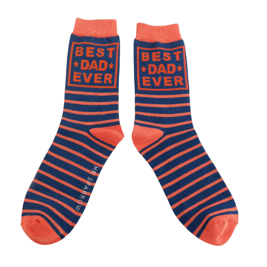 Mr Sparrow MENS Bamboo Ankle Socks - Best Dad Ever - Navy Blue