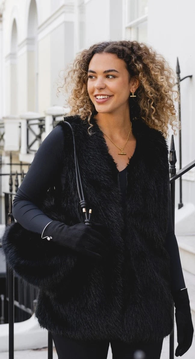 Park Lane Faux Fur Gilet - Ebony Black