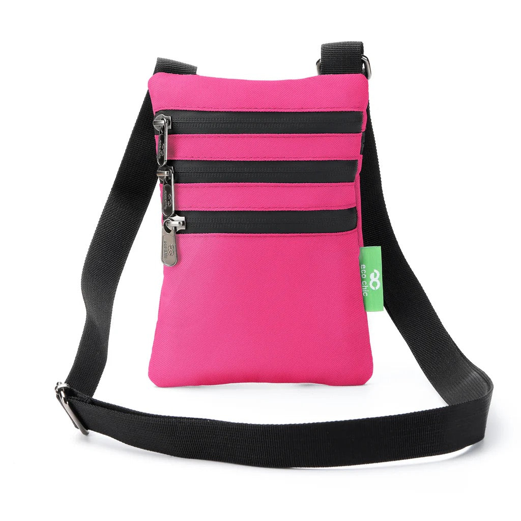 Eco Chic Recycled Phone Canvas Crossbody Bag - Fuchsia Pink