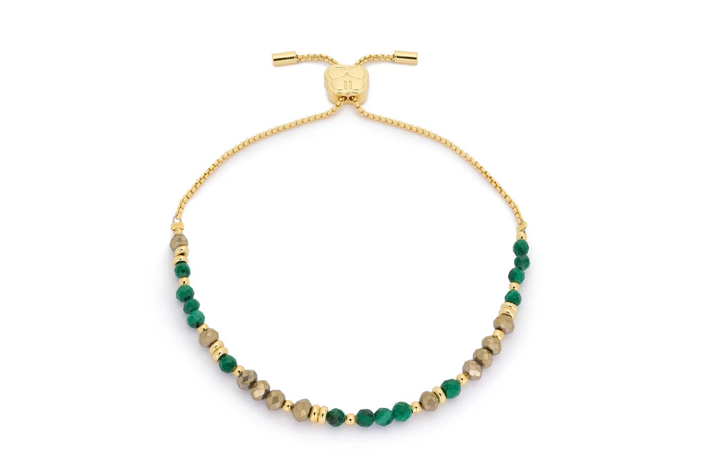Boho Betty Verde Malachite Gold Slider Bracelet