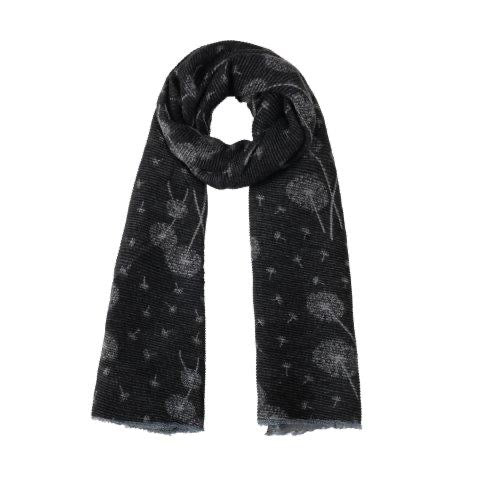 Black & Grey - Dandelion - Reversible RIBBED Scarf