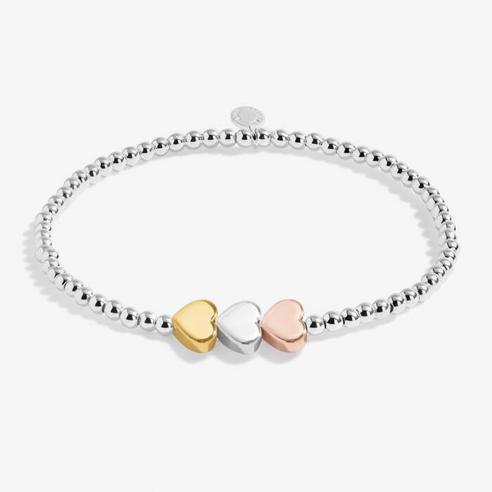 Joma Jewellery - Three Tone Hearts Silver Stretch Anklet