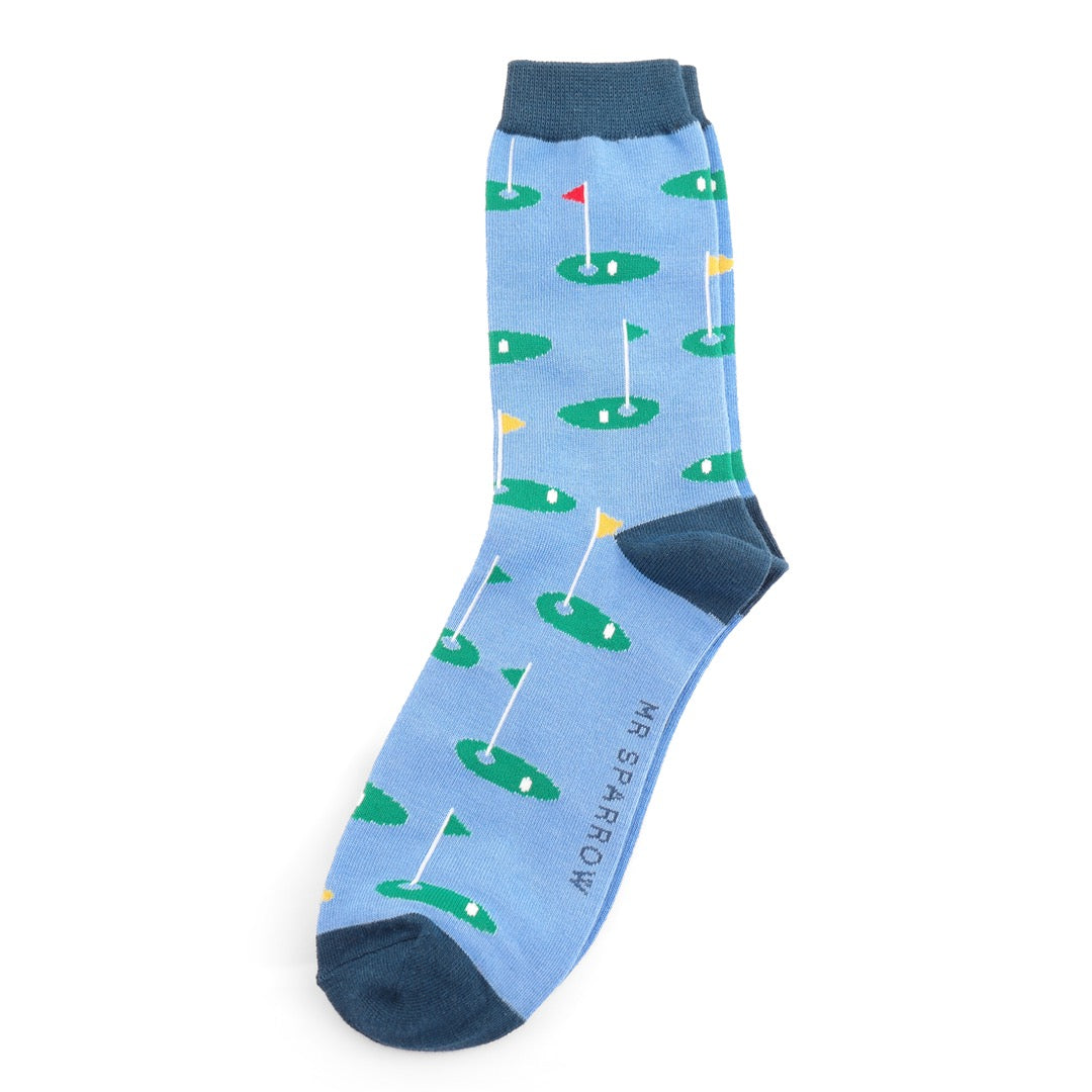 Mr Sparrow MENS Bamboo Ankle Socks - Golf - Sky Blue